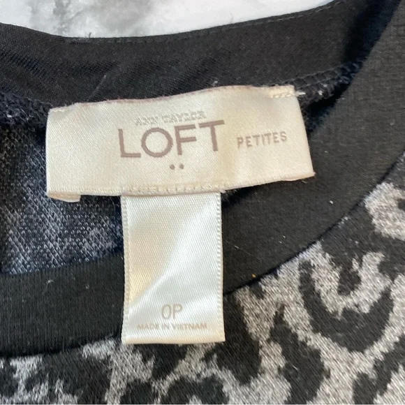 Loft Black & Gray Leopard Print Fit & Flare Dress Size 0 XSmall - Picture 14 of 17